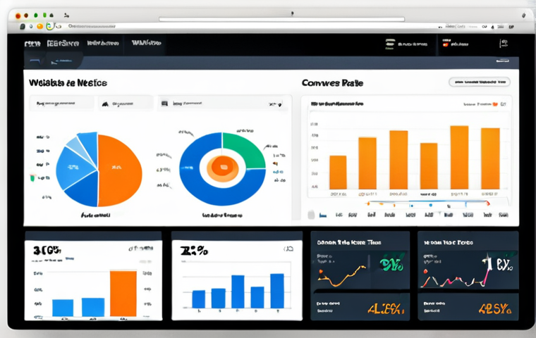 **Website Analytics Dashboard**: A clear and informative dashboard displaying key website metrics like bounce rate, average time on page, conversion rate, and organic traffic, visualized with charts and graphs.