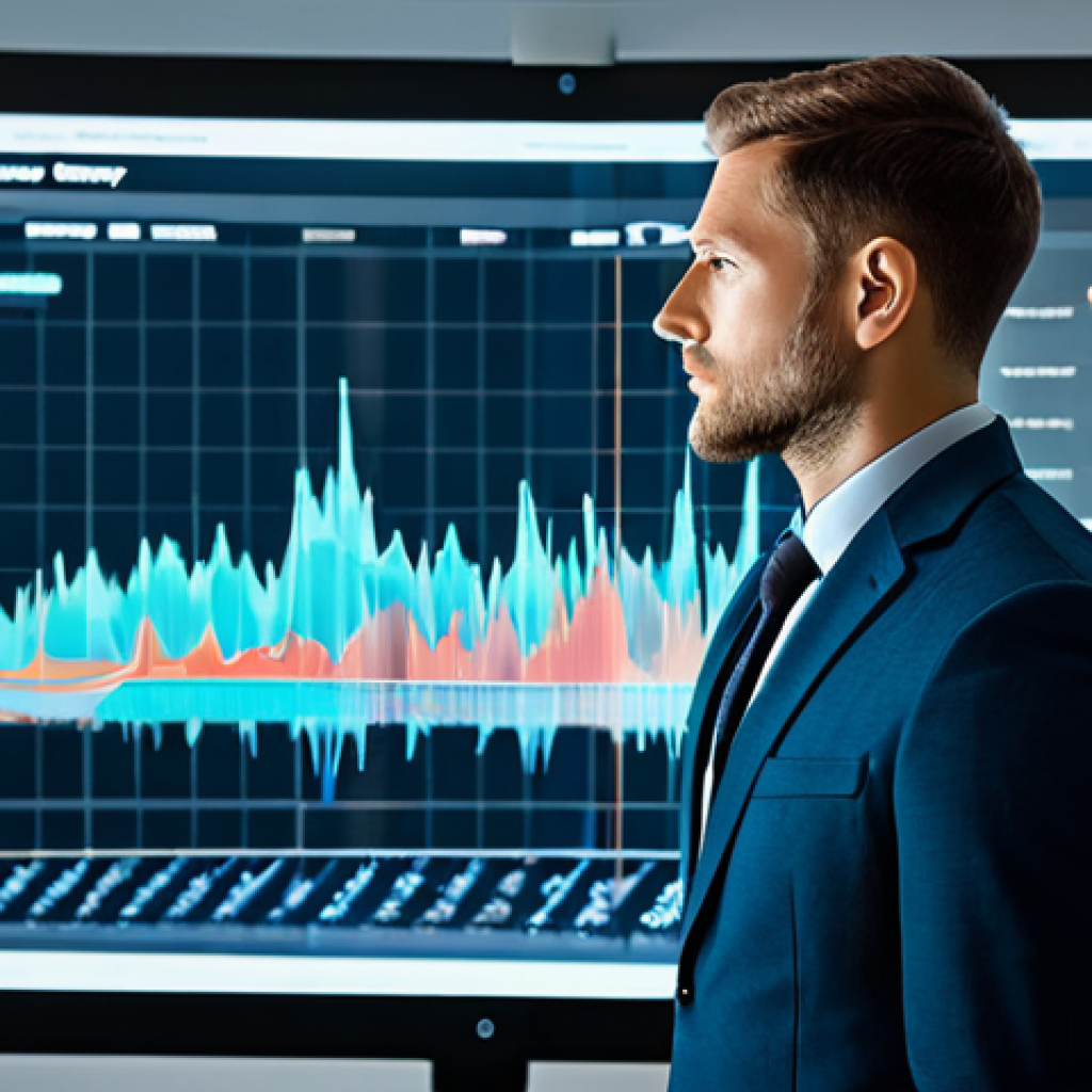 A focused digital marketing professional, fully clothed in a modest business suit, stands thoughtfully, gazing at a transparent holographic display showing complex SEO data visualizations and a guiding compass. The background is a sleek, modern digital command center with subtle abstract digital elements, representing a vast digital landscape. The scene conveys strategic insight. safe for work, appropriate content, fully clothed, professional, perfect anatomy, correct proportions, natural pose, well-formed hands, proper finger count, natural body proportions, professional photography, high quality.