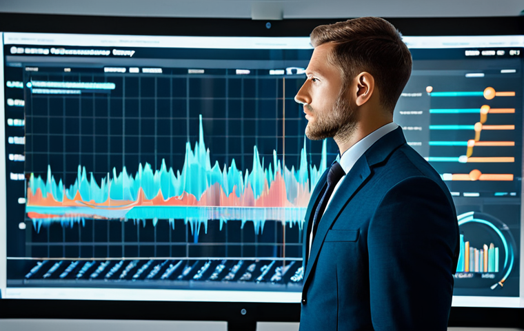 A focused digital marketing professional, fully clothed in a modest business suit, stands thoughtfully, gazing at a transparent holographic display showing complex SEO data visualizations and a guiding compass. The background is a sleek, modern digital command center with subtle abstract digital elements, representing a vast digital landscape. The scene conveys strategic insight. safe for work, appropriate content, fully clothed, professional, perfect anatomy, correct proportions, natural pose, well-formed hands, proper finger count, natural body proportions, professional photography, high quality.