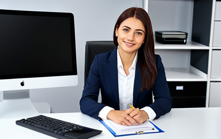 Businesswoman at Modern Office Desk**
"A professional businesswoman in a modest business suit, sitting at a desk in a modern office. She is fully clothed in appropriate attire, looking confidently at the camera. The scene is safe for work and appropriate content. Perfect anatomy, correct proportions, natural pose, professional photography, high quality."
**
