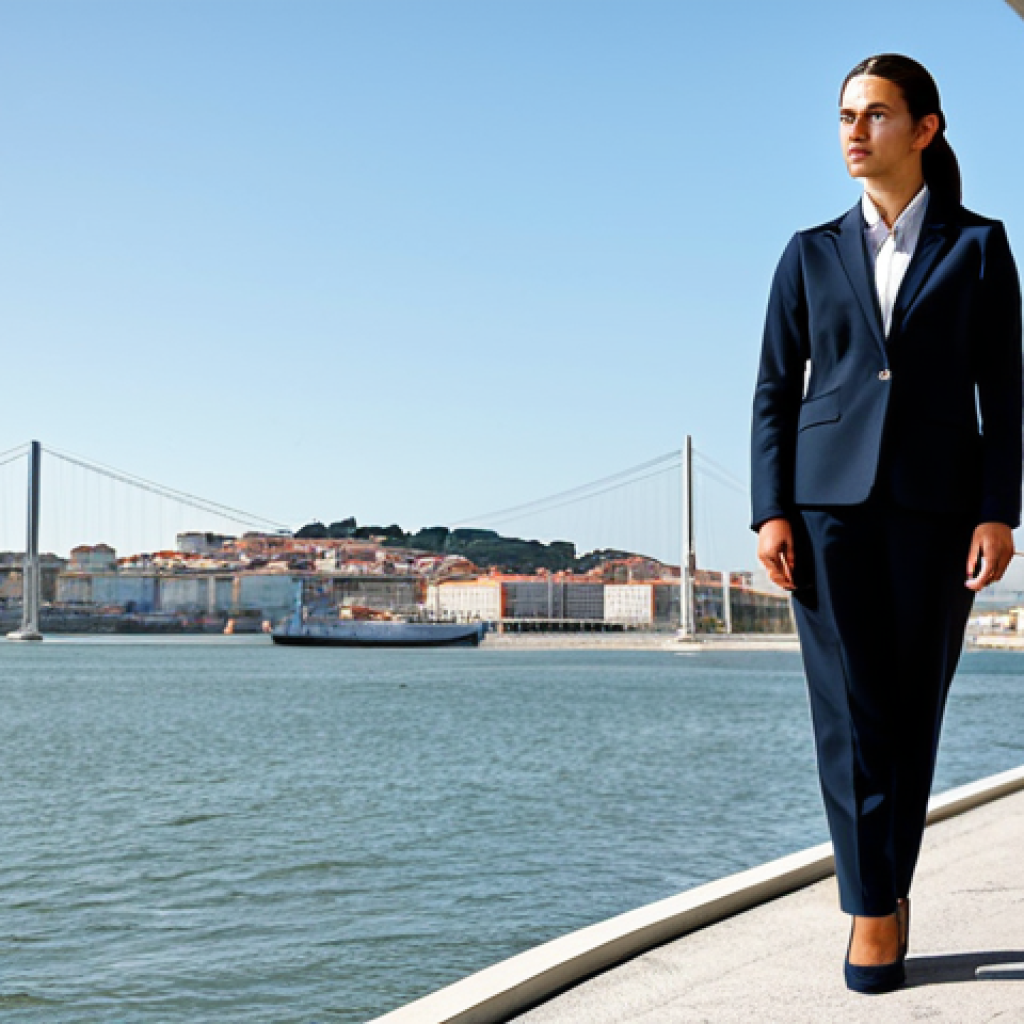 SEO와 콘텐츠 최적화의 교차점 - Professional Success in Lisbon**
"A confident businesswoman in a tailored, modest blazer and trouse...