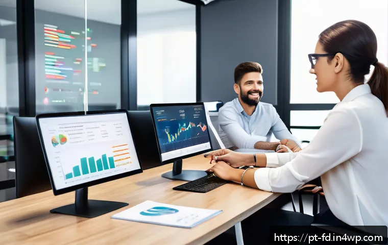 SEO를 위한 캠페인 성과 평가 방법 - A modern digital marketing office scene focused on SEO analytics, showing a diverse team of professi...